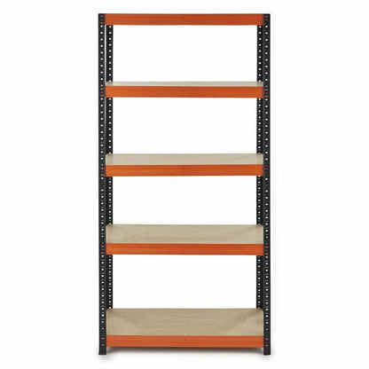 Multipurpose Freestanding Shelving Unit - Black/Orange - Up to 250Kg UDL Per Shelf - H1800 x W900 x D400 mm