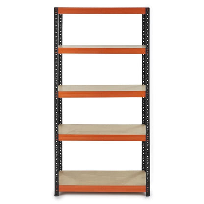 Multipurpose Freestanding Shelving Unit - Black/Orange - Up to 250Kg UDL Per Shelf - H1800 x W900 x D500 mm
