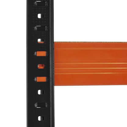 Multipurpose Freestanding Shelving Unit - Black/Orange - Up to 250Kg UDL Per Shelf - H1800 x W900 x D500 mm