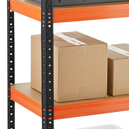 Multipurpose Freestanding Shelving Unit - Black/Orange - Up to 250Kg UDL Per Shelf - H1800 x W900 x D500 mm