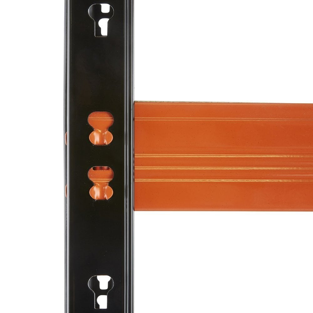 Multipurpose Freestanding Shelving Unit - Black/Orange - Up to 320Kg UDL Per Shelf - H1800 x W900 x D400 mm