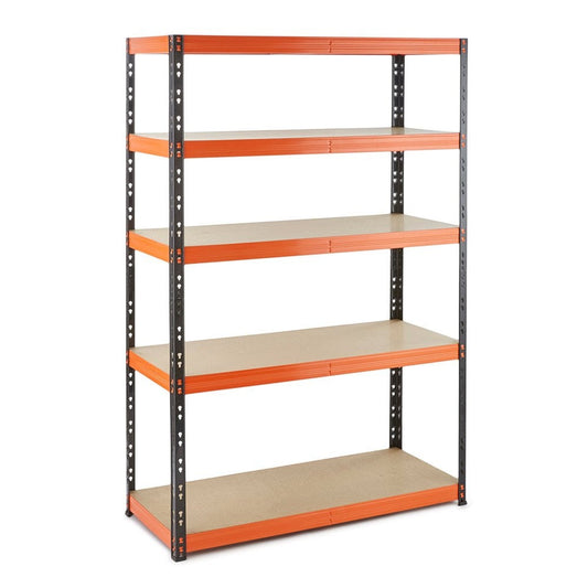 Multipurpose Freestanding Shelving Unit - Black/Orange - Up to 350Kg UDL Per Shelf - H1800 x W1200 x D400 mm