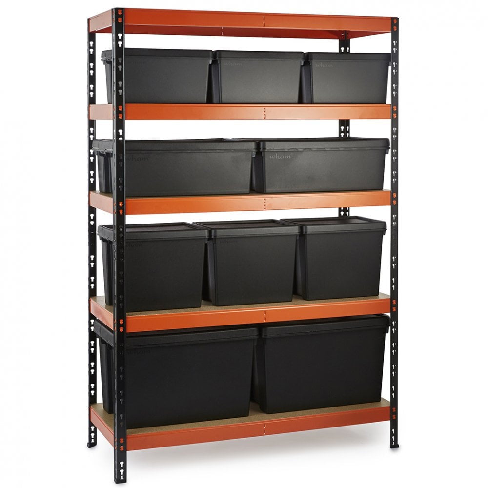 Multipurpose Freestanding Shelving With 10 Storage Boxes - 350Kg UDL/shelf - H1800 x W1200 x D400mm