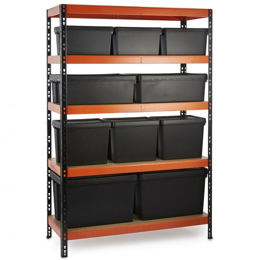 Multipurpose Freestanding Shelving With 10 Storage Boxes - 350Kg UDL/shelf - H1800 x W1200 x D400mm