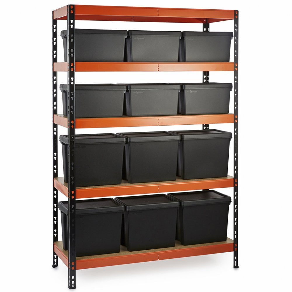 Multipurpose Freestanding Shelving With 12 Storage Boxes - 350Kg UDL/shelf - H1800 x W1200 x D500mm