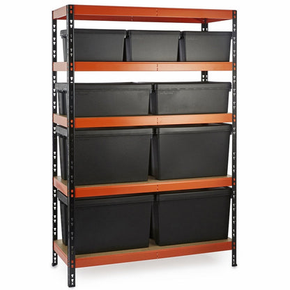 Multipurpose Freestanding Shelving With 9 Storage Boxes - 350Kg UDL/shelf - H1800 x W1200 x D500mm