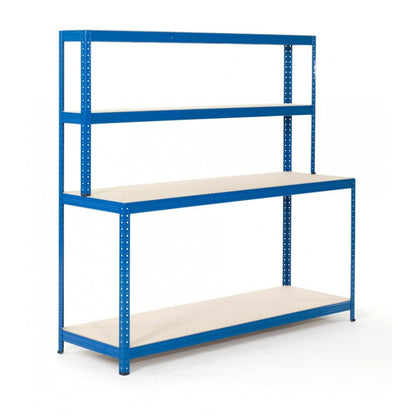 Blue 4-Level Packing Bench With Chipboard Shelves - Up To 300kg UDL