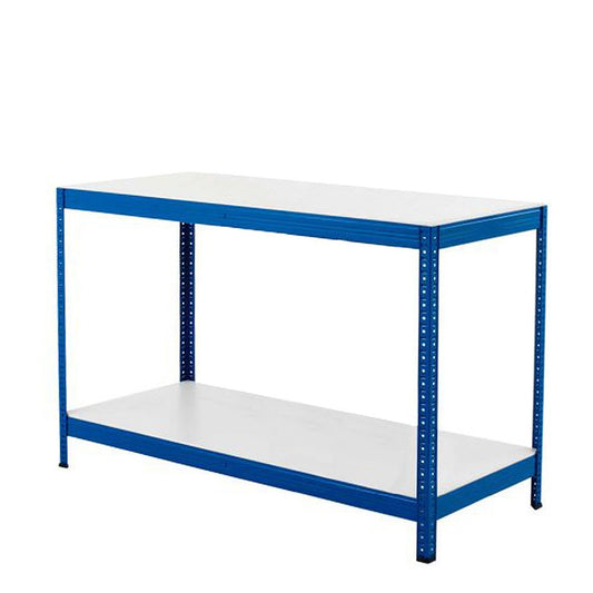Blue Workbench With 2 x Melamine Shelves - Up To 300kg UDL