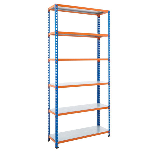 Multipurpose Freestanding Shelving Unit With 6 x Galvanised Shelves - H1980 x W915mm - 340kg Max UDL/Shelf