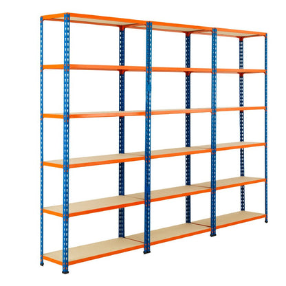 Multipurpose Freestanding Shelving Unit With 6 x Chipboard Shelves - H1980 x W915mm - 340kg Max UDL/Shelf