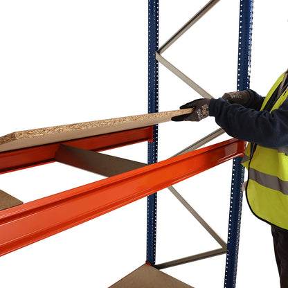 Longspan Warehouse Racking Chipboard Shelf Level - Depth: 600mm - Up to 1100kg UDL/Shelf