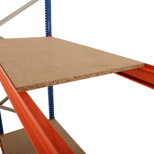 Longspan Warehouse Racking Chipboard Shelf Level - Depth: 600mm - Up to 1100kg UDL/Shelf