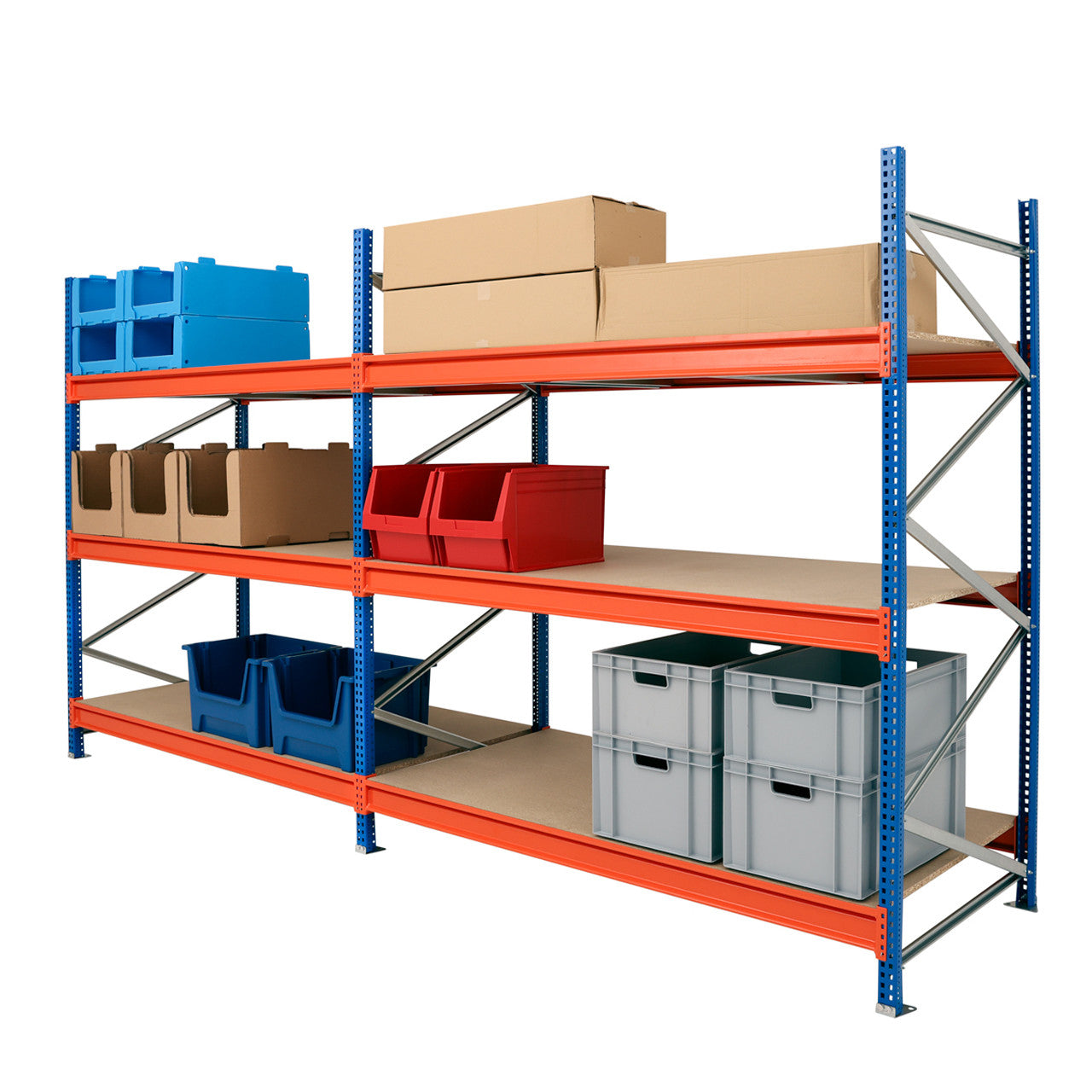Longspan Warehouse Racking Chipboard Shelf Level - Depth: 600mm - Up to 1100kg UDL/Shelf