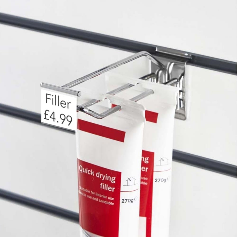 6-Inch Slatwall Euro Hook with Ticket Bar - 150mm