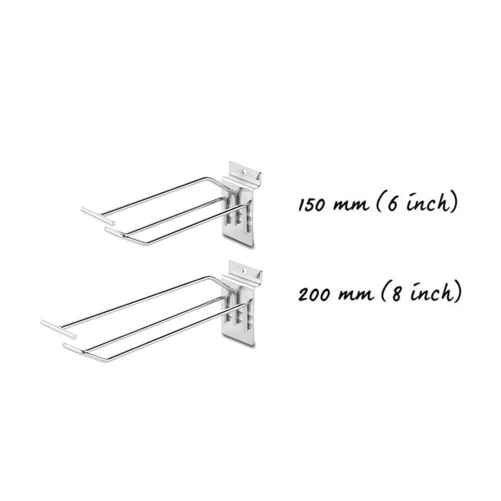 8-Inch Slatwall Euro Hook with Ticket Bar - 200mm