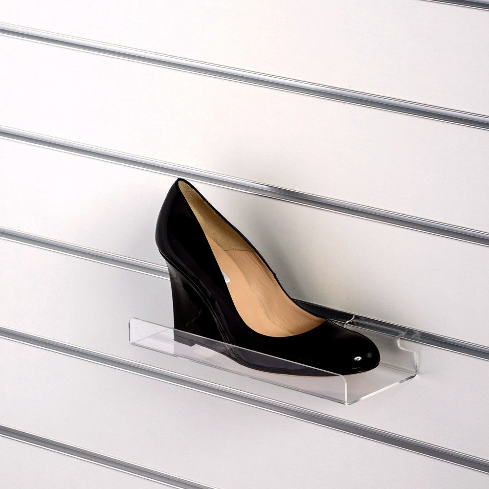 Clear Acrylic Slatwall Shelf with Front Lip - W250 x D100mm