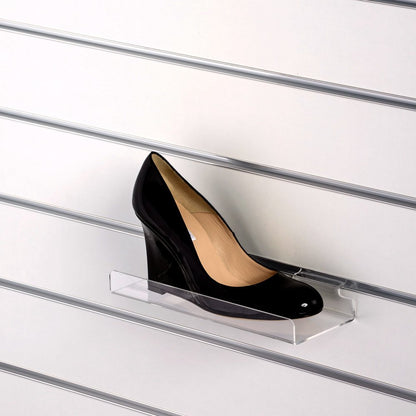 Clear Acrylic Slatwall Shelf with Front Lip - W250 x D100mm