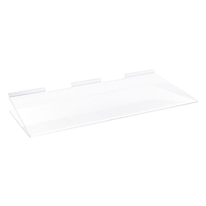 Clear Acrylic Slatwall Shelf with Bottom Support - W600 x D300mm