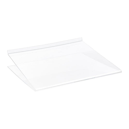 Clear Acrylic Slatwall Shelf with Bottom Support - W300 x D300mm