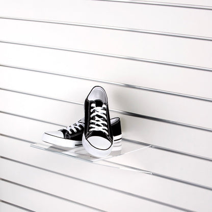 Clear Acrylic Slatwall Shelf with Bottom Support - W300 x D300mm