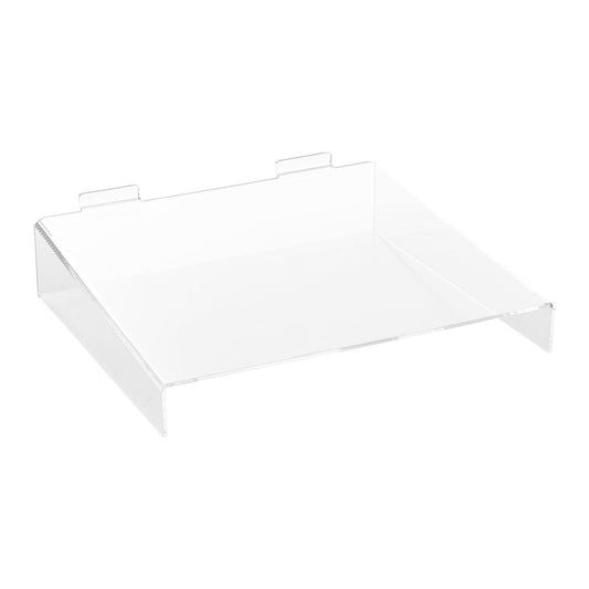 Clear Acrylic Slatwall Shelf with Side Supports - W300 x D300mm