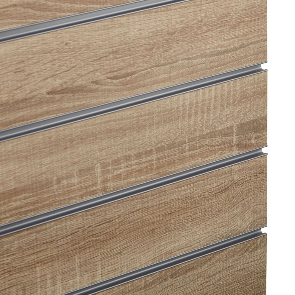 Rustic Oak Slatwall Panel - 100mm Centres - 18mm MDF