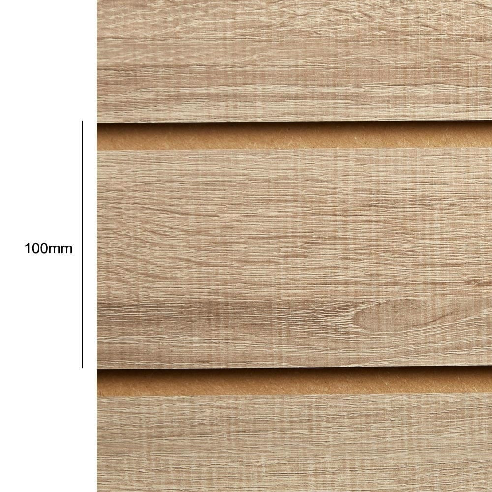 Rustic Oak Slatwall Panel - 100mm Centres - 18mm MDF