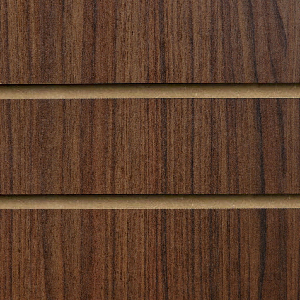 Walnut Slatwall Panel - 100mm Centres - 18mm MDF
