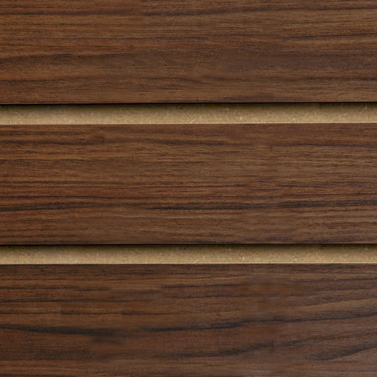 Walnut Slatwall Panel - 100mm Centres - 18mm MDF