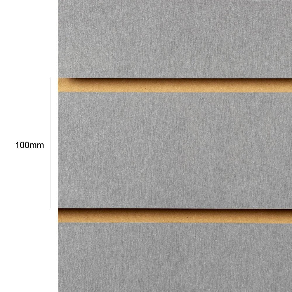 Silver Slatwall Panel - 100mm Centres - 18mm MDF