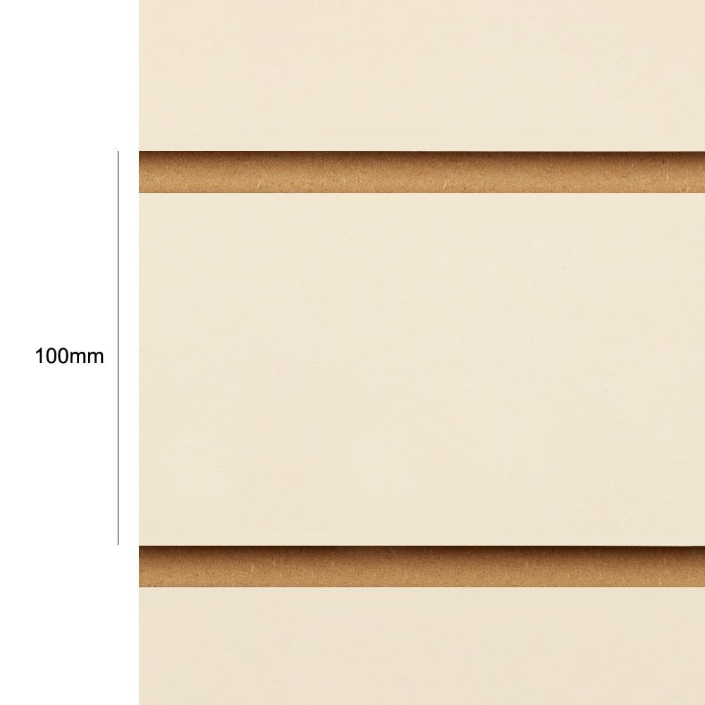 Cream Slatwall Panel - 100mm Centres - 18mm MDF