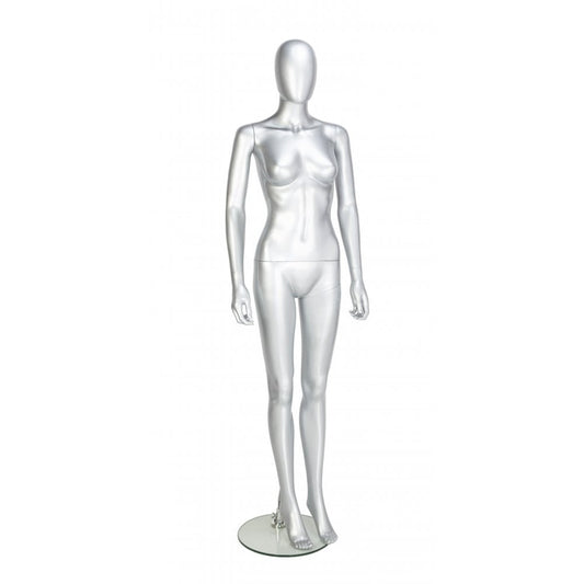 Trance Faceless Mannequin 03 - Female - Gloss Silver - Eco-Friendly Plastic