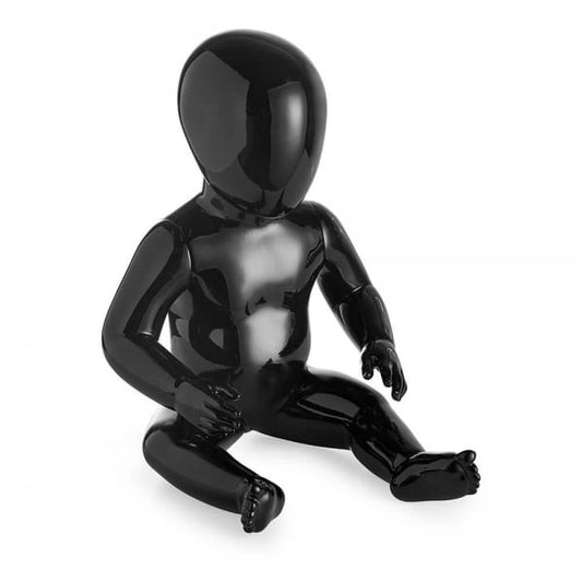 Faceless Baby Mannequin Babba 01 - Gloss Black - Eco-Friendly Plastic