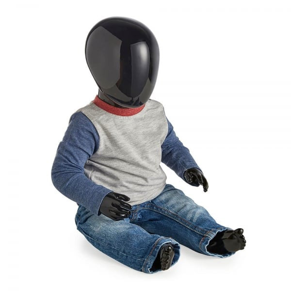 Faceless Baby Mannequin Babba 01 - Gloss Black - Eco-Friendly Plastic