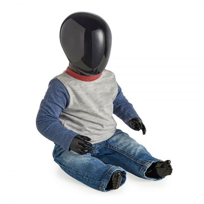 Faceless Baby Mannequin Babba 01 - Gloss Black - Eco-Friendly Plastic
