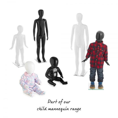 Faceless Baby Mannequin Babba 01 - Gloss Black - Eco-Friendly Plastic