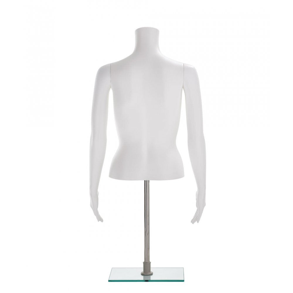 Half-Form Mannequin Top on Square Stand - Female - Matt White