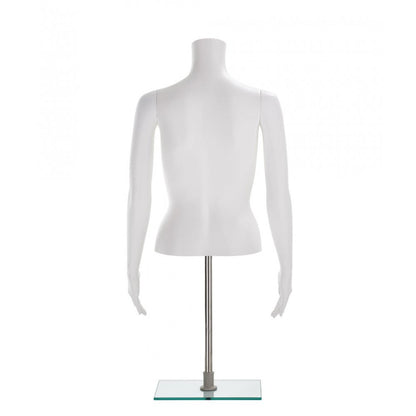 Half-Form Mannequin Top on Square Stand - Female - Matt White