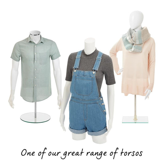 Half-Form Mannequin Top on Circular Stand - Male - Matt White