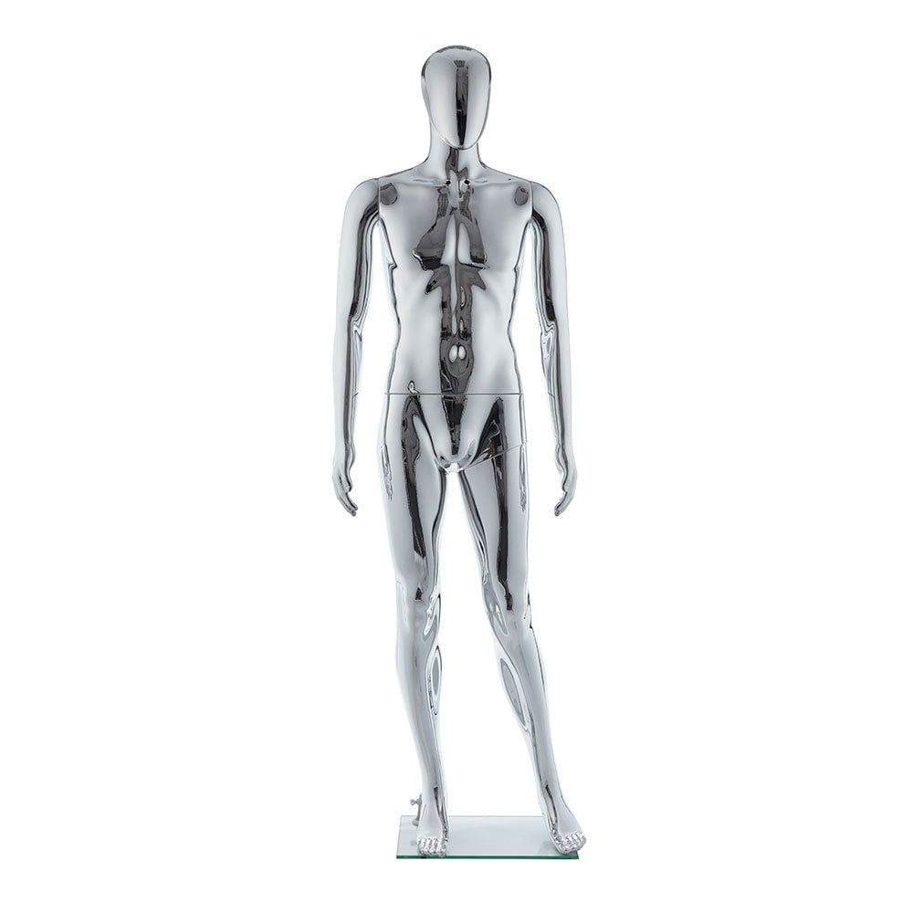 Future Faceless Mannequin - Male - Metallic Chrome - Eco-Friendly Plastic