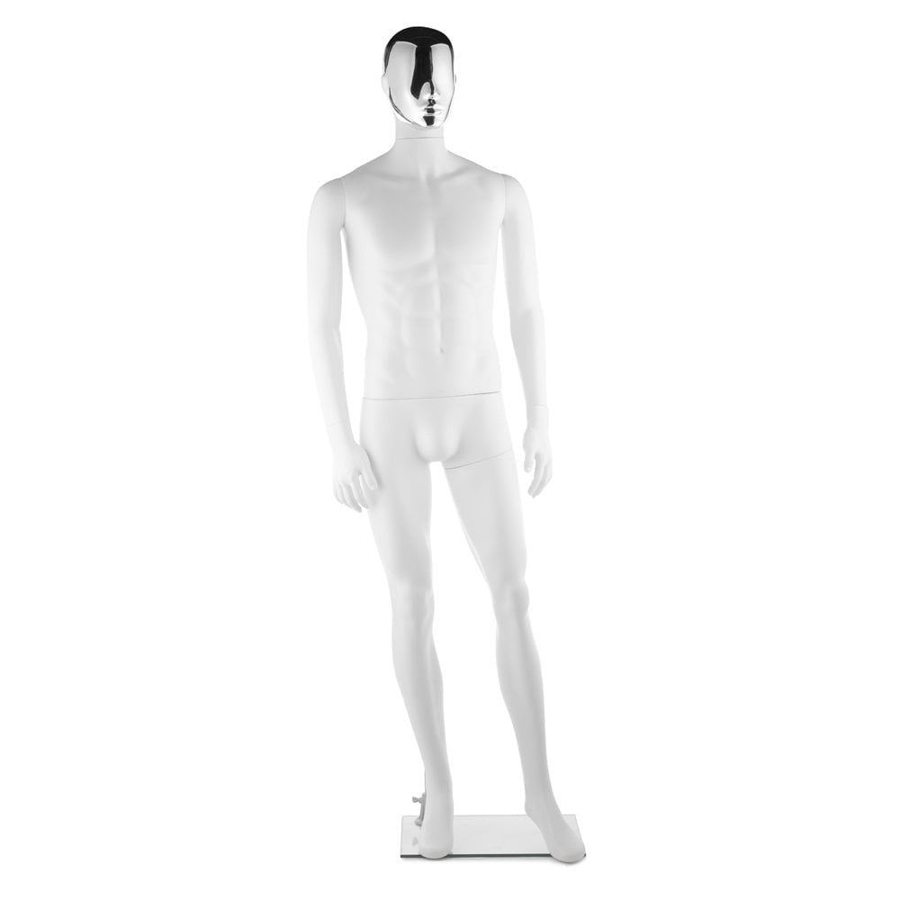 Focus Mannequin 02 - Male - Matt White - Silver Face