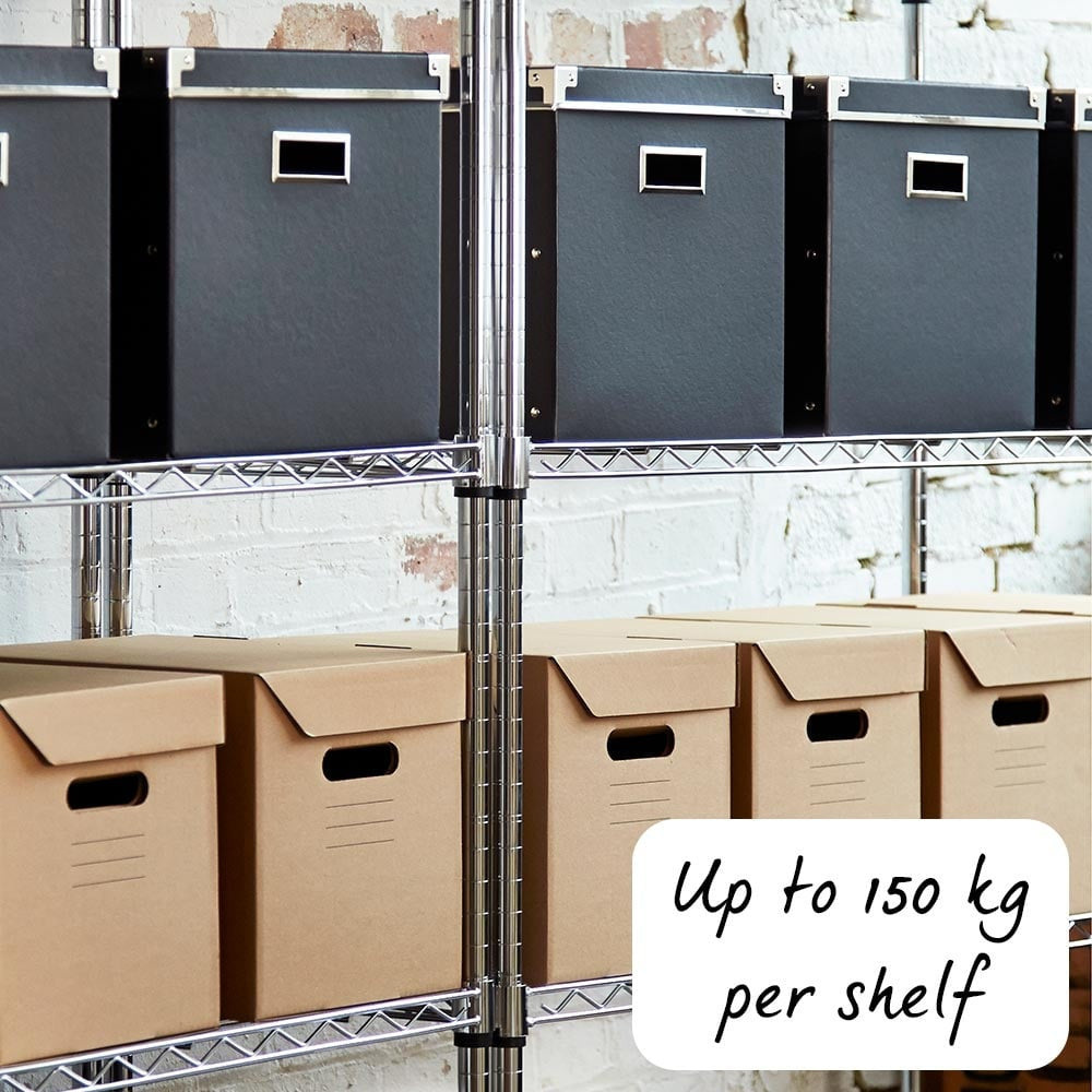 Chrome Wire Corner Shelf for Chrome Wire Shelving - W680 x D680mm - Fits 450mm Deep Shelving