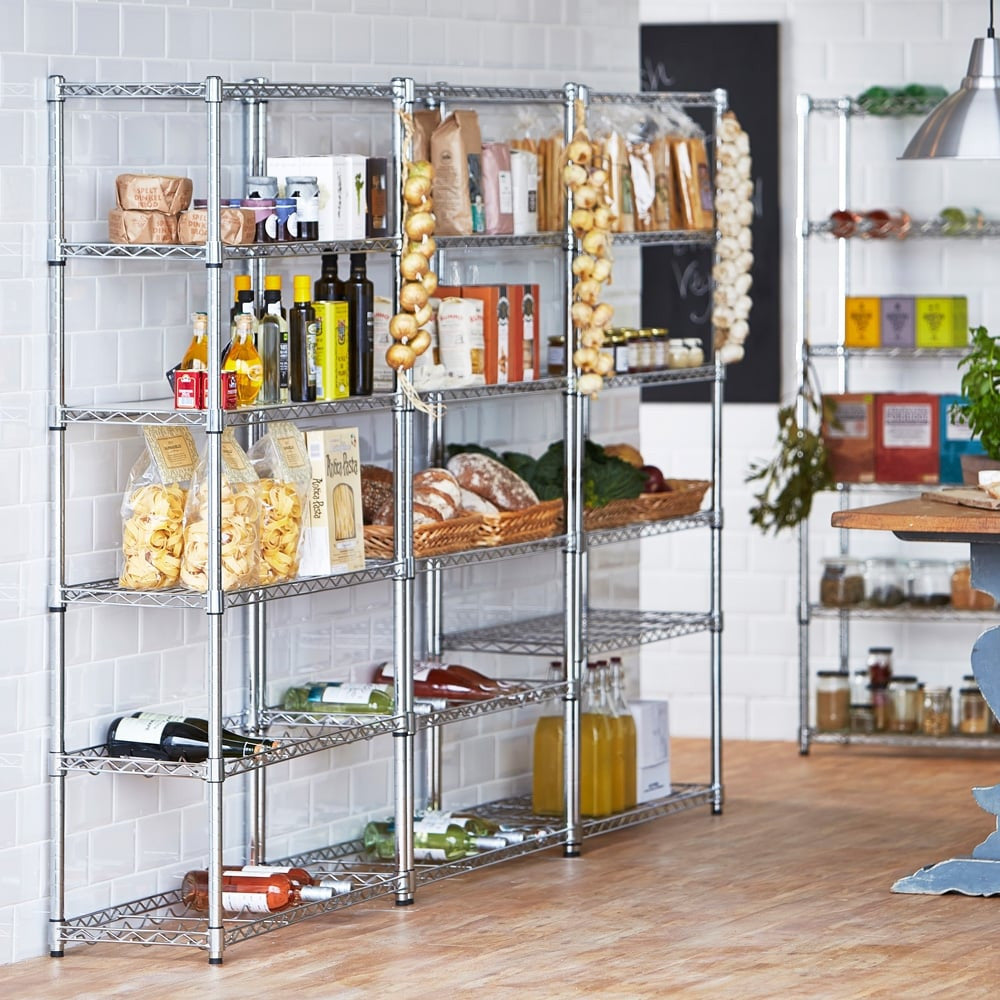 Chrome Wire Corner Shelf for Chrome Wire Shelving - W680 x D680mm - Fits 450mm Deep Shelving