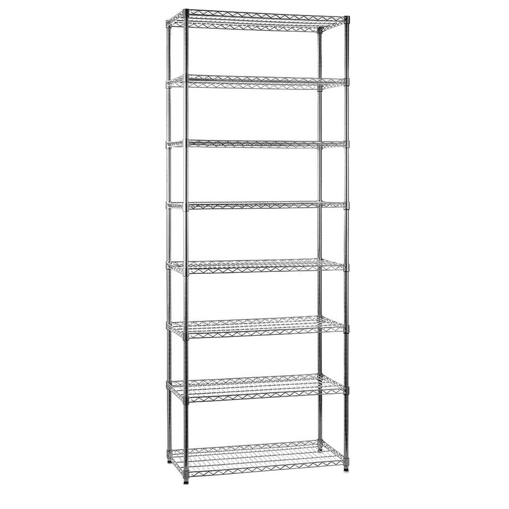 8 Tier Heavy Duty Chrome Wire Shelving Unit - H2400 x W900 x D450mm