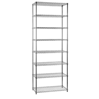 8 Tier Heavy Duty Chrome Wire Shelving Unit - H2400 x W900 x D450mm