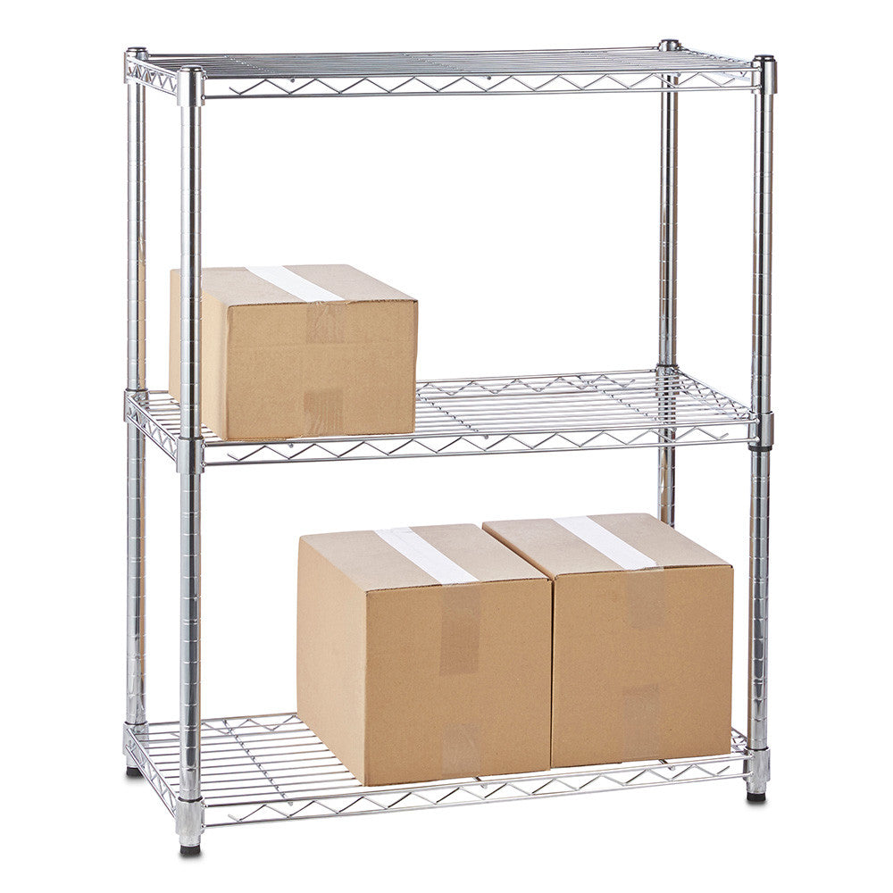 3 Tier Chrome Wire Shelving Unit - H900mm
