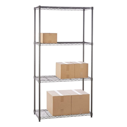 4 Tier Narrow Carbon Grey Shelving Unit - H1800 x W900 x D350mm