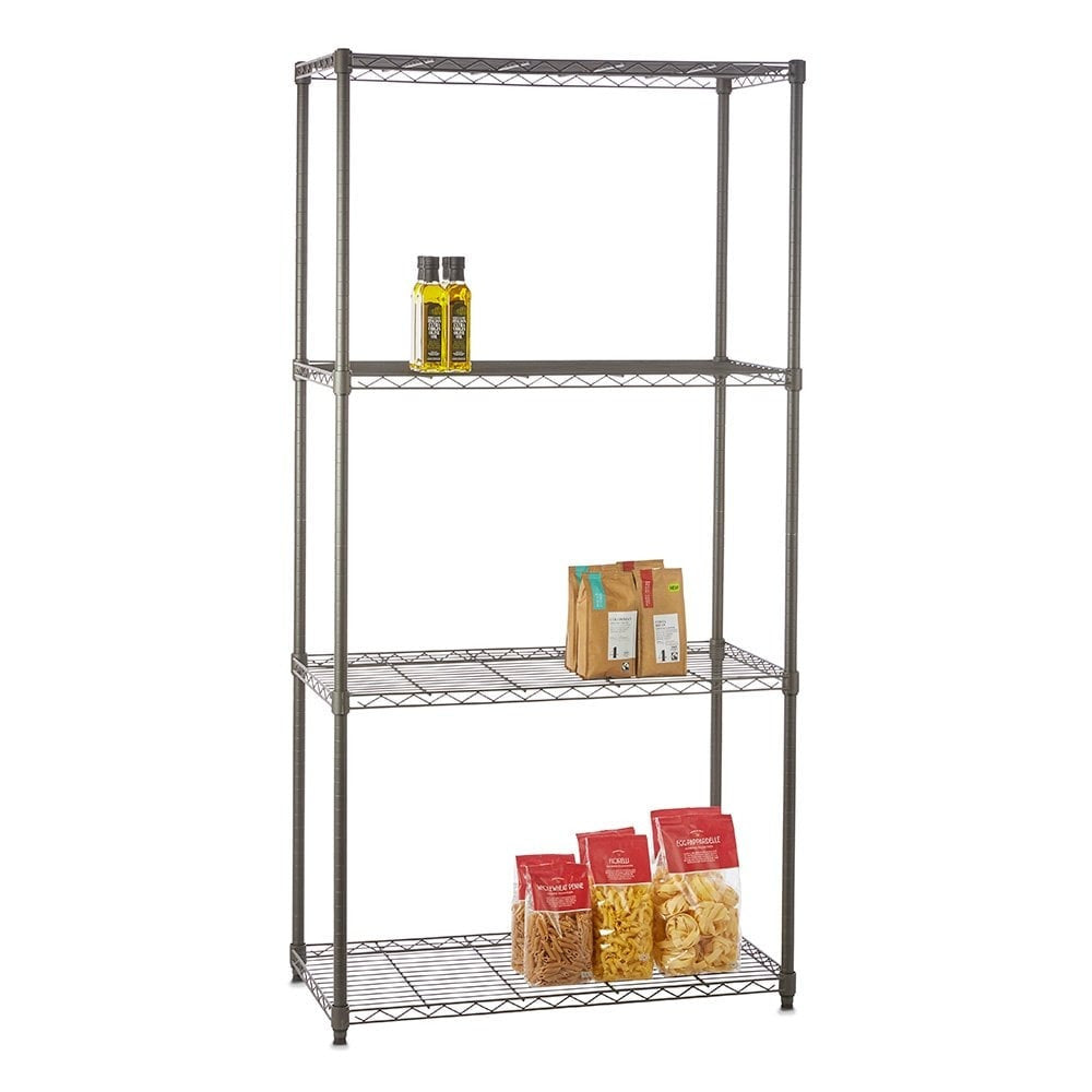 4 Tier Narrow Carbon Grey Shelving Unit - H1800 x W900 x D350mm