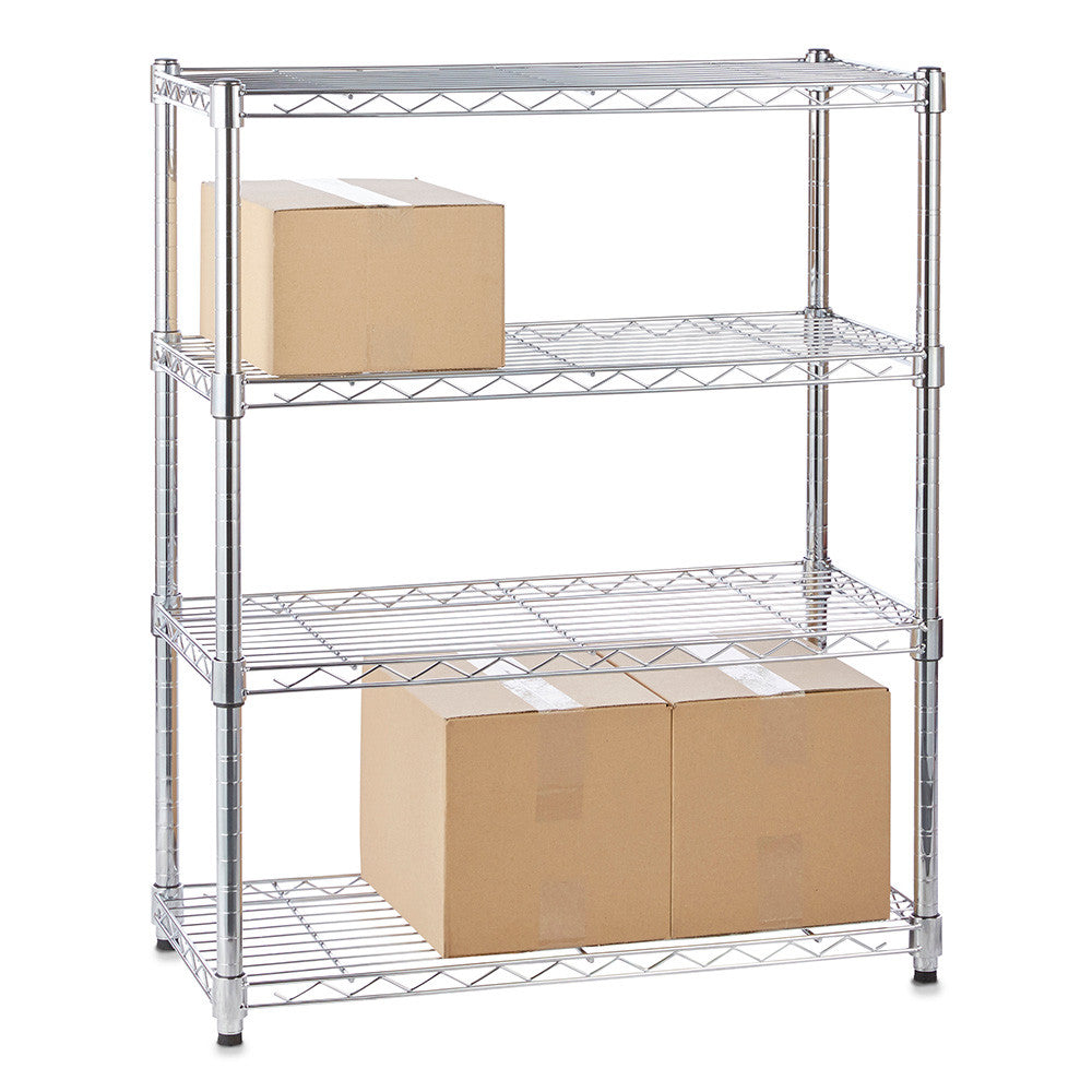 4 Tier Chrome Wire Shelving Unit - H900 x W750 x D350mm