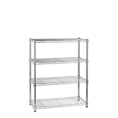 4 Tier Chrome Wire Shelving Unit - H900 x W750 x D350mm